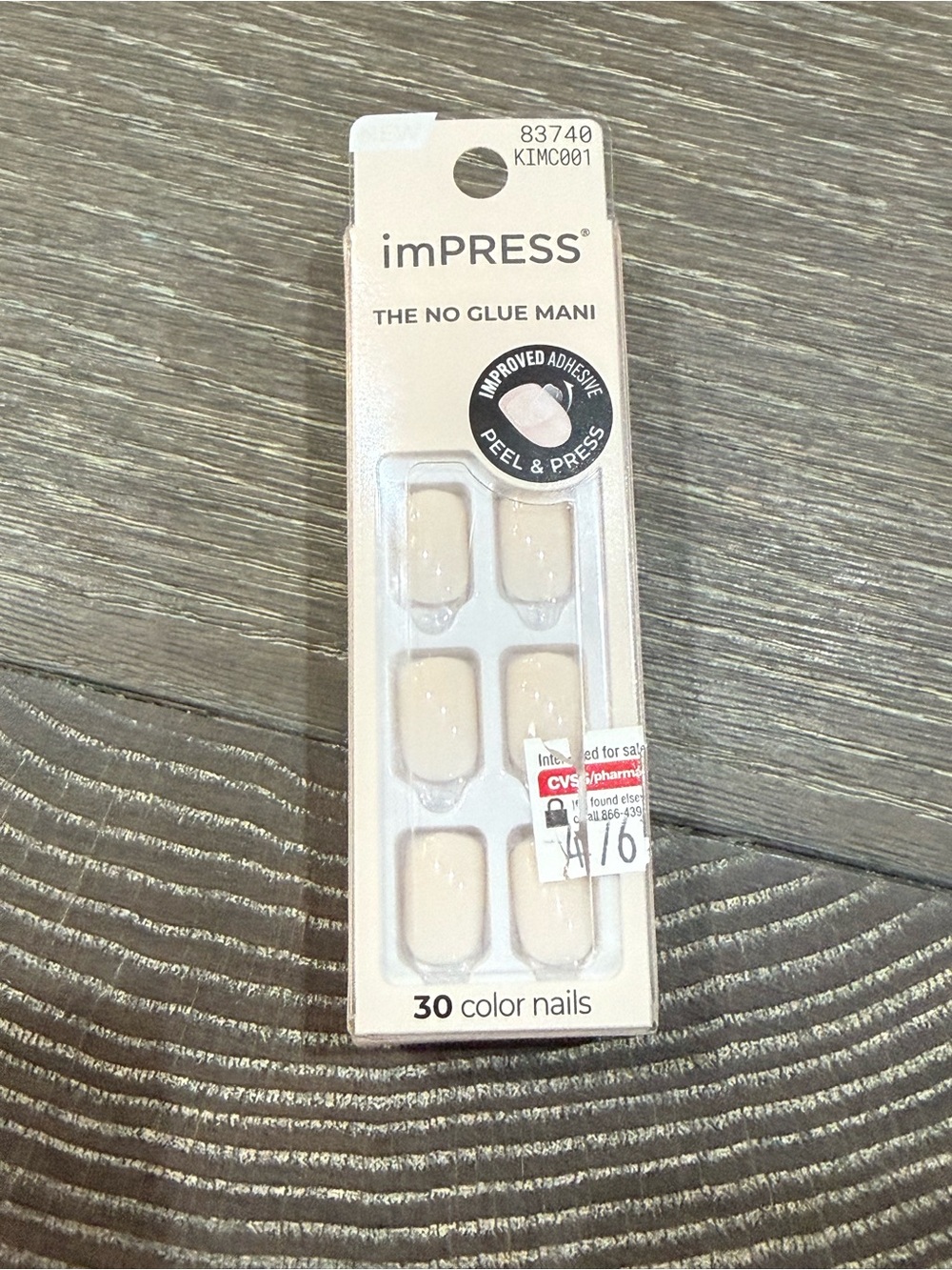 NWT imPRESS No Glue Mani Peel & Press Press-On Nails in 1 point pink